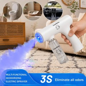 Blue Light Odor Eliminator Spray Gun Kit, Multi-Purpose Deodorizing Spray for Smoke, Toilet Odor, Pet Odor and Urine Odor, Helps Break Down Pet Urine, Bio-Enzyme Formula, Pet Friendly, Safe if Licked Cleaner,dorm essentials,home essentials