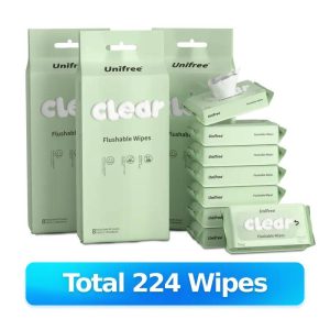 Unifree Flushable Toilet Wipes, Mini Travel Friendly Pack, Gentle Flower Scented Clean Wipes Set, Septic & Sewer Safe Home Care Essentials, tiktokshopsummersale