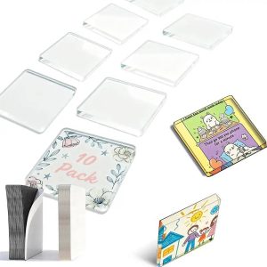 Clear Acrylic DIY Fridge Backing,Square Magnetic Photo Frames for Crafts, Kitchen, Classroom & Office Decoration